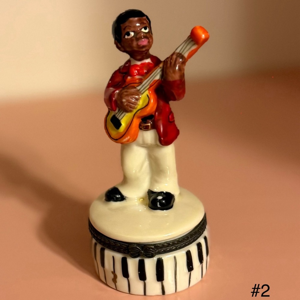 Vintage Black American Jazz Player Figuring Trinket Jewelry Box